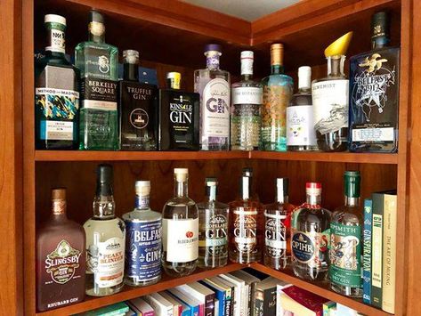 We love this home gin bar inspiration sent by one of our users. This home gin bar combines a beautiful gin collection with a book collection, brilliant home bar inspiration. Gin Collection, Bar Inspiration, Gin Bar, Gin Bottles, Shelf Ideas, Dream Decor, A Shelf, Displaying Collections, Book Collection