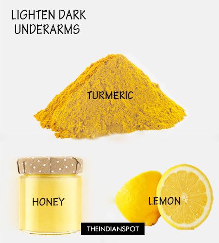 To get rid of dark underarm try this paste using turmeric. Take one tbsp. of honey, 3-4 tbsp. of lemon juice and mix it with 2-3 pinches of turmeric powder. Mix everything well and apply it on your under arm area. Let it stay for 10-15 minutes and then rinse off. Try this remedy daily to get rid of dark underarm area. Use the underarm whitening scrub before using the mask for better results. Turmeric Face Mask, Tumeric Face Mask, Dark Underarms, Color Lipstick, Beauty Remedies, Natural Therapy, Skin Remedies, Hair Remedies, Diy Beauty Hacks