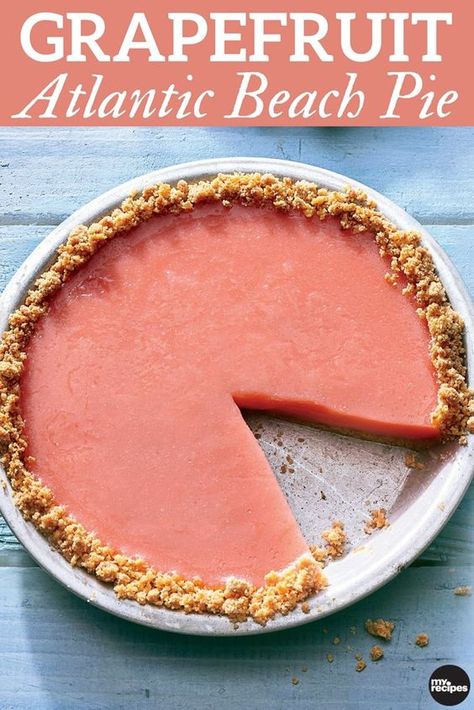 Tangy grapefruit is featured in this chilled Atlantic Beach pie. With a sweet and buttery crust, this summer pie recipe is perfect for picnics or cook outs. | MyRecipes Beach Pie, Atlantic Beach Pie, Summer Pie Recipes, Grapefruit Recipes, Summer Pie, Summer Dessert Recipes, Atlantic Beach, Perfect Pies, Sweet Pie