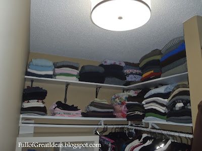 illustrates the separation walls, L shape closet, ikea shelf(ves) at the back, and good commentary L Shape Closet, Custom Closet Shelving, L Shaped Shelves, Master Closet Design, Closet Ikea, Ikea Shelf, Shabby Chic Beach, Closet Renovation, Ikea Shelves