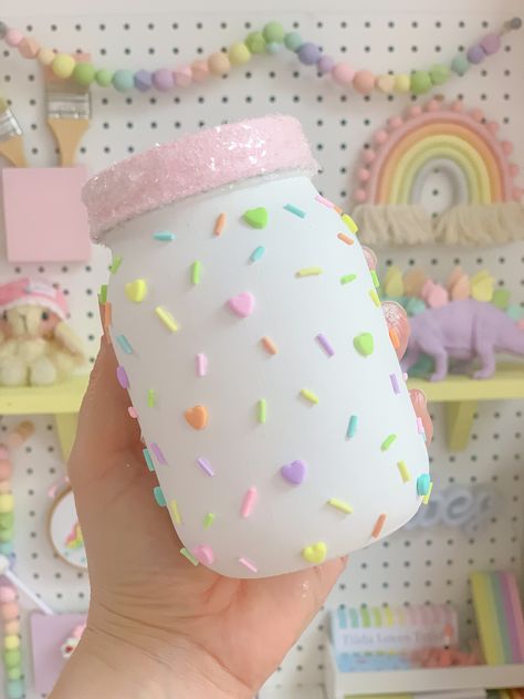 Sprinkle Display Jar, Sprinkle Jar, Sprinkle Vase, Candy Centerpiece, Candy Party Decor, Candy Party, Candyland Decor, Fake Candy, Pen Pot - Etsy Stationary Organisation, Candyland Decor, Candy Centerpiece, Fake Candy, Pen Pot, Faux Food, Ice Cream Birthday Party, Fake Bakes, Pastel Candy