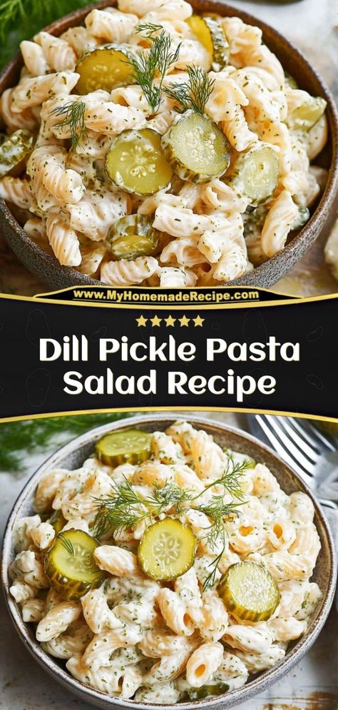 This dill pickle pasta salad is tangy, creamy, and packed with crunchy pickles. A unique twist on pasta salad! Ingredients: 2 cups pasta, cooked and cooled 1 cup dill pickles, chopped ½ cup mayonnaise ¼ cup pickle juice Serve this pasta salad as a fun and flavorful side dish Dill Pickle Pasta Salad Recipe, Pickle Pasta Salad Recipe, Unique Pasta Salad, Pickle Pasta Salad, Pickle Pasta, Crunchy Pickles, Dill Pickle Pasta Salad, Pasta Salad Ingredients, Rotini Pasta