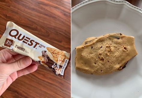 Microwaving Quest Bars Makes Them Taste Like Warm Cookies | POPSUGAR Fitness Quest Bar Cookies, Quest Protein Bars, Quest Bars, Quest Bar, Clean Eating Soup, Budget Freezer Meals, Protein Bar Recipes, Clean Eating Lunch, Work Lunches