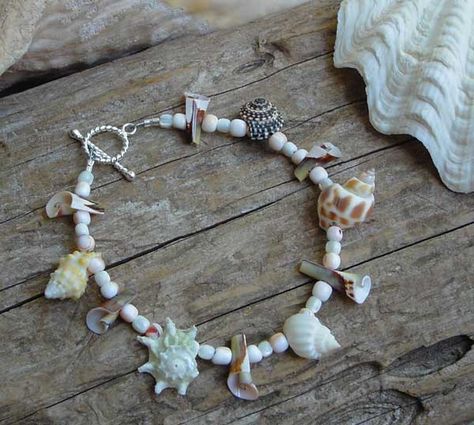 seashell necklace Summer Jewelry Diy, Beachy Bracelets, Shells Diy, Jewelry Artist, Seashell Jewelry, Shell Bracelet, Shell Crafts, Shell Jewelry, Bracelet Collection