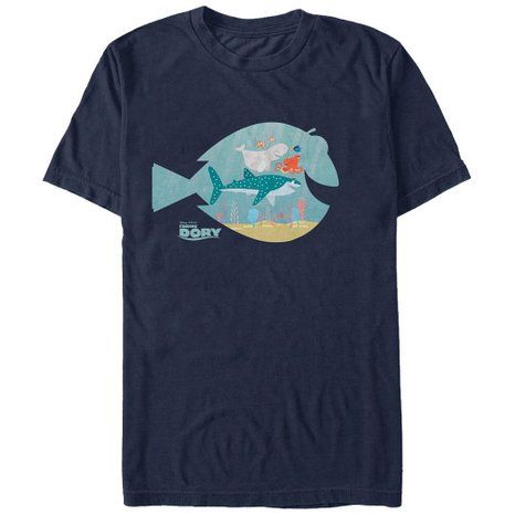 Finding Dory Fish Frame Mens M Graphic T Shirt - Fifth Sun Finding Nemo Shirt, Blue Striped Shirt Outfit, Dory Fish, Navy Blue T Shirt, Blue Striped Shirt, Finding Dory, Men's Graphic T Shirt, Blue Tshirt, Stylish Shirts