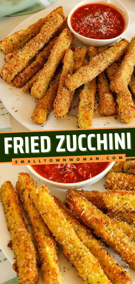 Here's a flavorful zucchini side dish recipe! This Fried Zucchini recipe features crispy coating zucchini seasoned with Parmesan, garlic, and oregano for the best flavor. Prepare this zucchini food idea for a tasty side dish or appetizer! Side Zucchini Dishes, Fried Vegetables Batter, Zucchini Planks Recipe, Fried Veggies Recipes, Fried Zuccini, Healthier Sides, Zucchini Fried, Fried Zucchini Recipe, Fried Zucchini Sticks