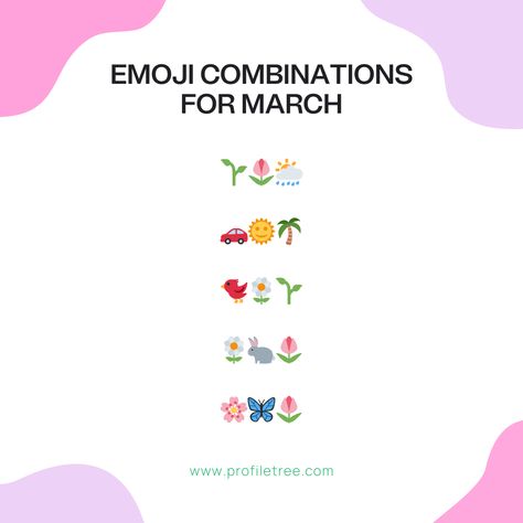 Our top emoji combinations for this month! We love the Spring theme 🌸🐣💐 Self Care Emoji Combinations, August Emoji Combo, Spring Emojis Combos, Concert Emoji Combinations, Fun Emoji Combinations, Emoji Combos, Emoji Combinations, Spring Theme, Social Media Marketing