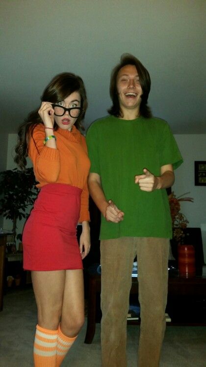 Vilma And Shaggy Costume, Velma Shaggy Costume, Shaggy Velma Costume, Shaggy Costume Men, Shaggy And Velma Halloween Costumes, Velma And Shaggy Costume Couple, Shaggy And Velma Costume Couple, Couple Halloween Costumes Red Hair, Shaggy Girl Costume