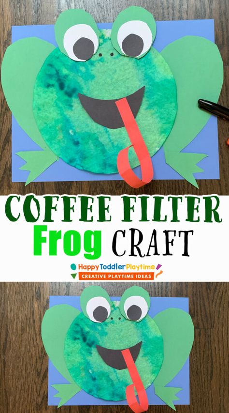 Pond Life Preschool Activities Art Projects, Toddler Frog Craft, Pond Art For Toddlers, Pond Week Preschool, Easy Frog Crafts Preschool, Amphibian Craft, Pond Preschool Crafts, Pond Art Preschool, Pond Crafts For Toddlers