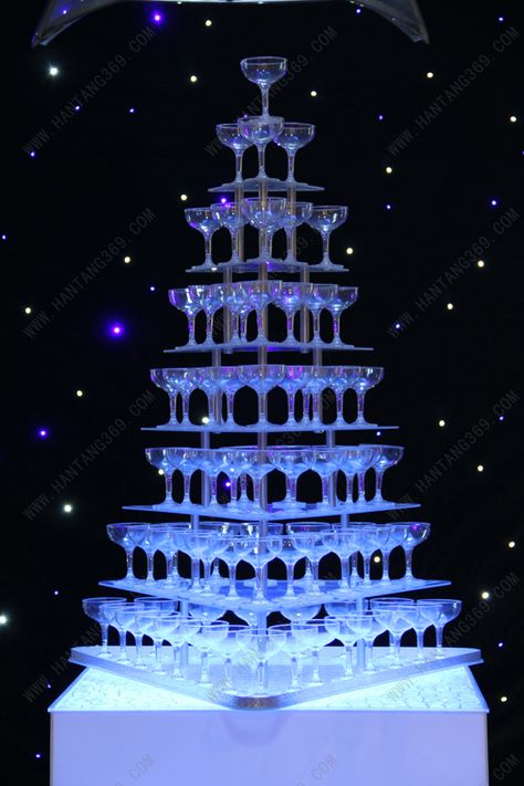 Seven tiers champagne tower (excluding cups and light) wholesale champagne cup stand champagne goblet tower Champagne Tower Stand, Tvd Birthday, Champagne Stand, Goblet Cup, Champagne Towers, Champagne Fountain, Wine Tower, Purple And Silver Wedding, Rose Gold Wedding Cakes