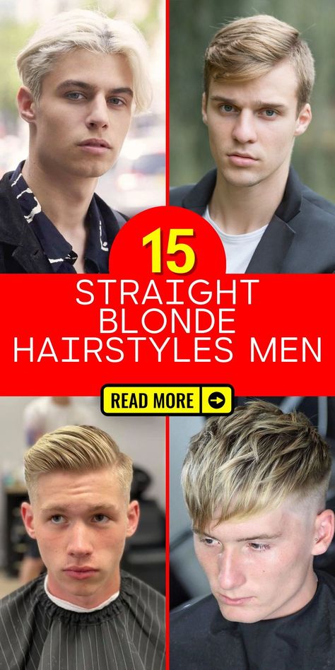 Short straight blonde hairstyles embody a sense of clean-cut precision and sophistication. The combination of sleek, straight hair with blonde tones produces an effortlessly stylish look that harmonizes seamlessly with different fashion choices and occasions. Mens Hair Straight Short, White Men Haircut Straight Hair, Guys Haircut Straight Hair, Straight Blonde Haircut Men, Mens Short Blonde Hair, Mens Cuts For Straight Hair, Mens Haircuts For Fine Straight Hair, Blonde Straight Hair Men, Men Hairstyle Blonde