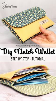 Pouch Ideas Diy, Diy Cloth Purse, Easy Clutch Sewing Pattern, Clutch Wallet Sewing Pattern, Wallets To Sew, Easy Wallets To Sew, Easy Sew Wallet, Fabric Wallet Diy, Easy Purses To Sew