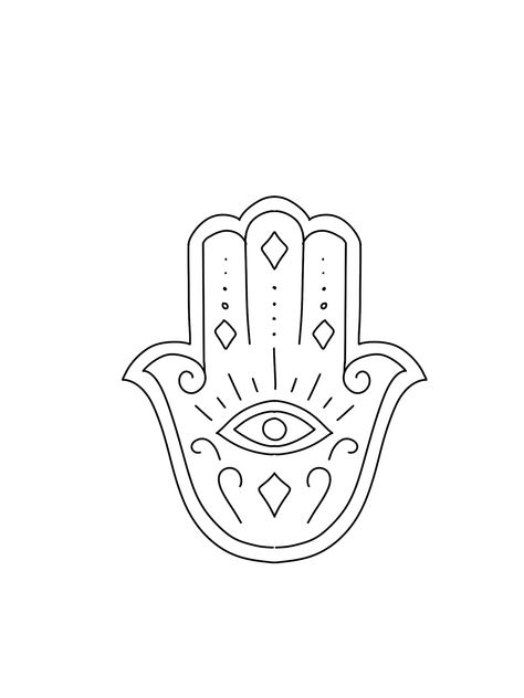 Simple Hamsa Design, Minimalist Hamsa Tattoo, Hamsa Template, Hamsa Hand Tattoo For Women, Hamsa Sketch, Hamsa Hand Drawing, Hand Of Fatima Tattoo, Hamsa Drawing, Small Hamsa Tattoo