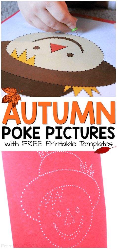 Poke Pictures, Preschool Fine Motor, Fall Preschool, Printable Templates, Window Clings, Fine Motor, Fall Season, Free Printable, Preschool