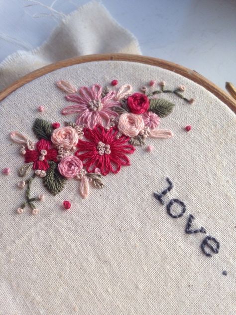 Embroidery Valentine Ideas, Valentines Hand Embroidery, Valentine’s Day Embroidery, Valentines Embroidery Patterns, Embroidery Bookmarks, Embroidery Valentine, Embroidery Handkerchief, Valentines Day Embroidery, Valentines Embroidery