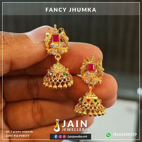 Ear Rings In 5 Grams Gold, 5 Grams Gold Earrings Jumka, 5 Grams Gold Earrings Designs, 5 Grams Gold Earrings, Gold Buttalu, Gold Haram Designs, Gold Jhumkas, Haram Designs, Gold Haram