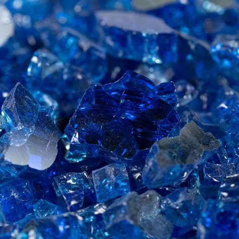 Sapphire Blue Fire Glass | Sapphire Blue Fire Pit Glass| MSI Fire Glass Fire Pit Glass Rocks, Fire Pit Essentials, Glass Fire Pit, Glass Rocks, Crystal Aesthetic, Fire Glass, Bagan, Dice Set, Sapphire Stone