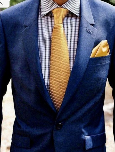 Gold Tie, Yellow Tie, Suit Men, Navy Suit, Yellow Ties, Work Fashion, Mens Suits, Men's Blazer, Suit Jacket