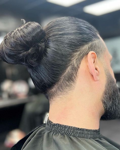 Haircuts For Growing Out Your Hair, Men Ponytail Hairstyles Undercut, Men’s Ponytail, Man Ponytail Hairstyles, Boys Ponytail Hairstyles, Long Hair Styles Men Ponytail, Low Fade Haircut Mens Long Hair, Man Bun Undercut Fade, Male Undercut Hairstyles