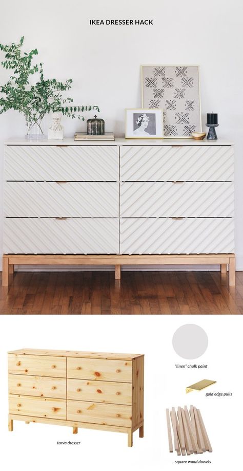 11 Brilliant Ikea Hacks That Will Take Your Bedroom To The Next Level Ikea Chest Of Drawers, Ikea Dresser Hack, Ikea Tarva Dresser, Design Seed, Ikea Dresser, Ikea Bedroom, Ikea Furniture Hacks, Diy Furniture Bedroom, Diy Ikea Hacks