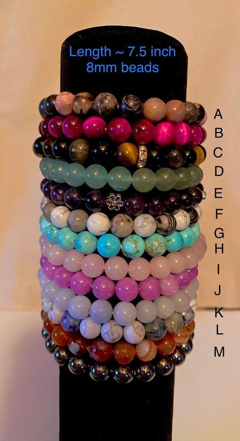 #bracelets #bead #beadedbracelets #DIY #handmade #jewelry #gemstones Hand Beads Bracelet, Gemstone Stretch Bracelets, Body Jewelry Diy, Hand Beads, Girly Bracelets, Colorful Bead Bracelets, Beads For Bracelets, Bracelets Beads, Crystal Bead Jewelry