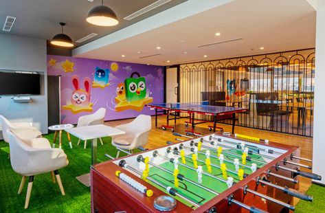 Tokopedia Offices - Noida Gaming Lounge, Collaboration Area, Agency Office, Billiards Table, Industrial Office Design, Recreational Room, Kindergarten Design, Recessed Downlight, Office Games