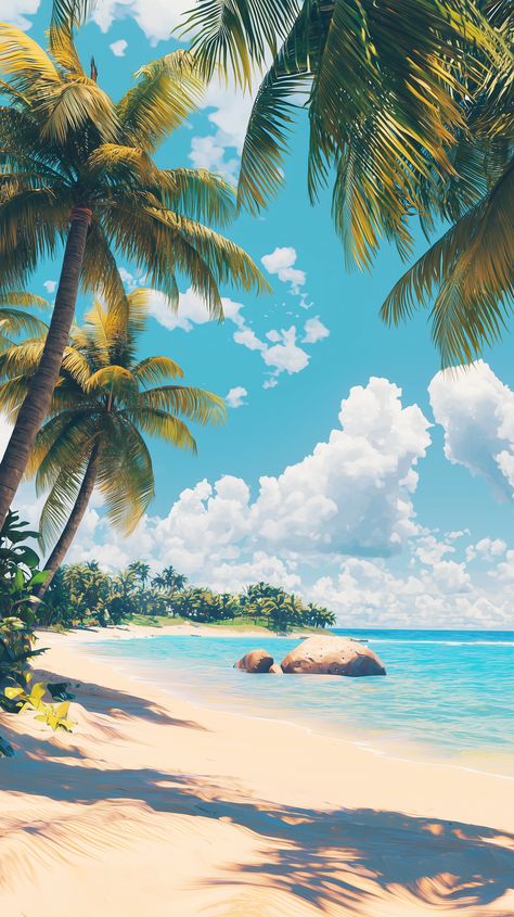 Stunning beach scene with clear skies and palm trees. 

 https://mla.bs/4eeaafa8 Hawaii Background, Beach With Palm Trees, Color Wallpaper, Beach Background, Abstract Art Wallpaper, Beach Wallpaper, Clear Sky, Beach Scene, Beach Scenes