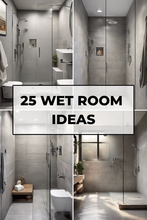 25 wet room ideas featuring minimalist, modern shower designs with glass partitions and sleek fixtures. Practical Bathroom Ideas, Wet Rooms Bathroom, Wet Room Bathroom With Tub, Small Wet Room Ideas, Wet Bathroom Ideas, Small Shower Room Ideas, Wetroom Ideas, Tiny Wet Room, Chicago Bathroom