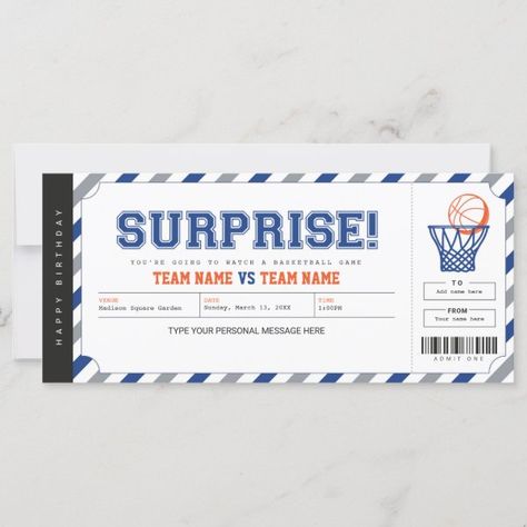 Surprise Basketball Game Stadium Gift Ticket Football Game Gift, Vehicles Party, Soccer Tickets, Game Ticket, Construction Theme Party, Surprise Birthday Gifts, Voucher Design, Construction Trucks, Game Tickets