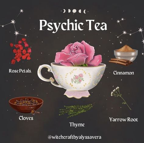 Tea Spells Witchcraft, Witchy Tea Party, Witchy Cafe, Tea Witchcraft, Magical Tea, Tea Magic, Tea Blends Recipes, Magic Tea, Kitchen Witch Recipes