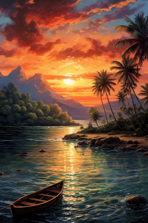 Transport yourself to the captivating shores of Miami with this breathtaking wall art illustration of a sunset beach scene. 🌅🏖️ Elevate your home decor with this stunning drawing that captures the vibrant colors and tranquility of the ocean at dusk. 🎨✨ Available as a digital download, it's the perfect addition to create a relaxing and coastal ambiance in any room. 🖼️💫 #WallArt #Poster #HomeDecor #Illustration #Drawing #MiamiBeach #Sunset #DigitalDownload #WallDecor Panorama Alam, Seaside Landscape, Ocean Drawing, Art Plage, Wall Art Illustration, Waterfall Paintings, Sunset Artwork, Drawing Aesthetic, Beach Illustration