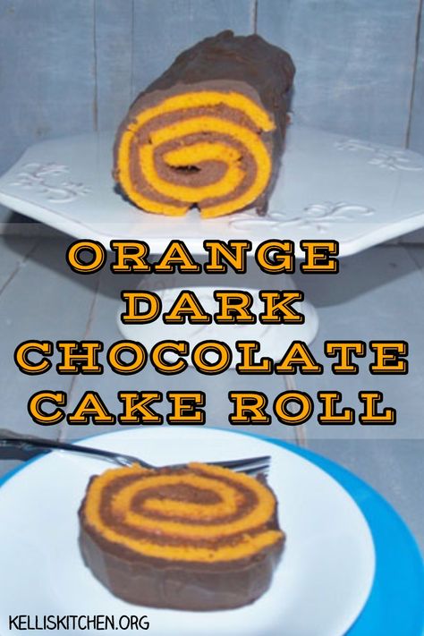 ORANGE DARK CHOCOLATE CAKE ROLL via @KitchenKelli Orange Cake Roll, Orange Roll Cake, Christmas Rolls, Chocolate Roll Cake, Yule Log Cake, Orange Chocolate Cake, Orange Rolls, Cake Roll Recipes, Chocolate Roll