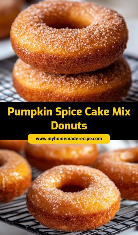 These Pumpkin Spice Cake Mix Donuts are the perfect fall treat! Made with a simple cake mix, they’re soft, spiced, and ready in no time. Enjoy them for breakfast or a sweet snack with your morning coffee.

#PumpkinSpiceDonuts
#CakeMixDonuts
#FallBaking
#EasyDonutRecipes
#FallTreats Pumpkin Donuts Baked Cake Mixes, Recipes With Spice Cake Mix Boxes, Pumpkin Spice Chex Mix Recipe, Pumpkin Spice Cake Mix, Cake Mix Doughnuts, Easy Pumpkin Spice Cake, Pumpkin Donuts Baked, Cake Mix Donuts Recipe, Spice Cake Mix Recipes