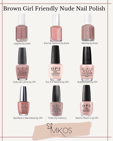 Nails For Darker Skin Tone, Nude Nail Polish For Dark Skin, Natural Nail Polish Color, Dark Nude Nails, Light Brown Skin Tone, Dark Skin Nail Polish, Gelish Nail Colours, Mens Manicure, Opi Nail Polish Colors