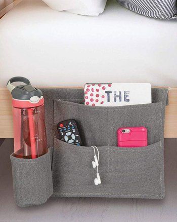 Bedside Organization, Dorm Room Crafts, Custom Closet Organization, Bedside Caddy, Bedside Organizer, Ceiling Shelves, Space Saving Design, Space Saving Hangers, Closet Organizing Systems