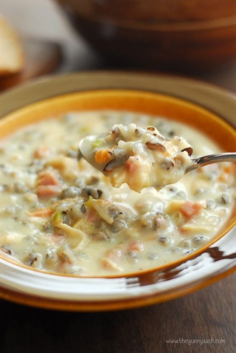 Chicken and Ham Wild Rice Soup Ham Wild Rice Soup, Keiss Castle, Wild Rice Soup Recipes, Chicken Wild Rice, Chicken Wild Rice Soup, Rice Soup Recipes, Ham Soup, Wild Rice Soup, Savory Soups