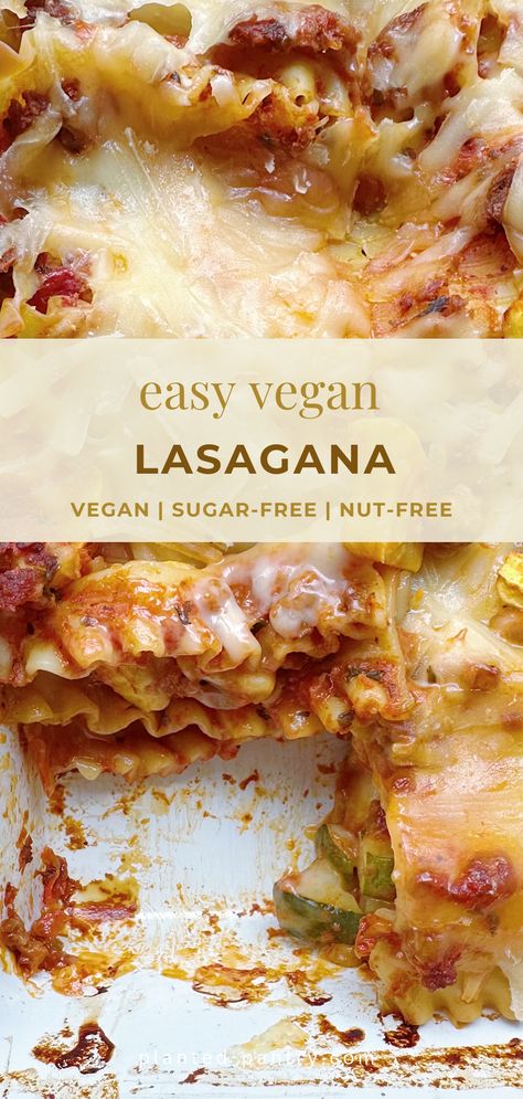 This Vegan Lasagna recipe is nut-free and tofu-free yet packed with tons of plant-ased protein. A hearty, cheesy comfort dish with none of the dairy. Tofu Lasagna Recipe, Easy Vegan Lasagna, Tofu Lasagna, Vegan Lasagna Recipe, Oven Ready Lasagna, Refined Sugar Free Recipes, Cheese Brands, Baked Lasagna, Vegan Lasagna