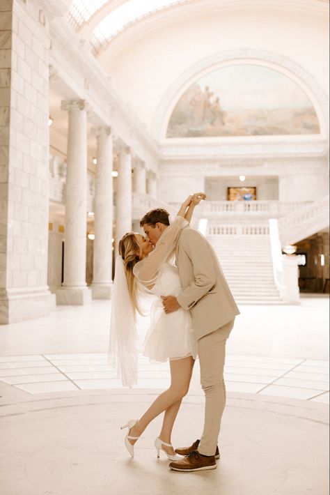 Court House Photoshoot, Courthouse Wedding Inspiration, Courthouse Wedding Flowers, Utah Capitol Photoshoot, Courthouse Wedding Photoshoot, Courthouse Wedding Aesthetic, Courthouse Photoshoot, Elopment Photoshoot Ideas, Courthouse Elopement Pictures