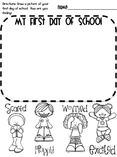 First day of school FREEBIE!  https://drive.google.com/file/d/0Bwy_8L1vfUHTcjQzOUpsTklkaTg/edit?usp=sharing First Day Of School Worksheets, Preschool First Day, First Day Jitters, Back To School Worksheets, Welcome To School, First Day School, First Day Of School Activities, School Coloring Pages, Kindergarten Worksheets Printable