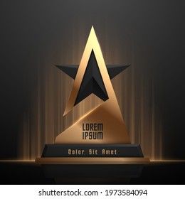 Logo Awards Design, Trophy Design Ideas, Graphic Design Terms, Trophy Ideas, Golden Awards, Medal Design, Gold Circle Frames, Star Trophy, Award Plaques