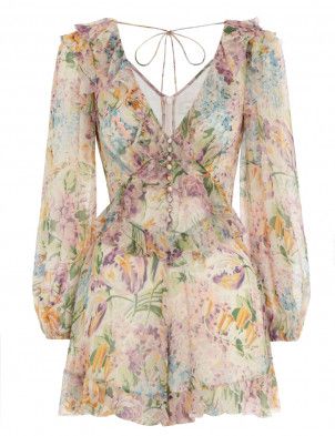 Ninety-Six Flutter Playsuit Silk Playsuit, Fashion Boards, Printed Flowers, Looks Country, Everyday Dress, Textile Print, Designer Jumpsuits, Fashionista Style, Playsuit Romper