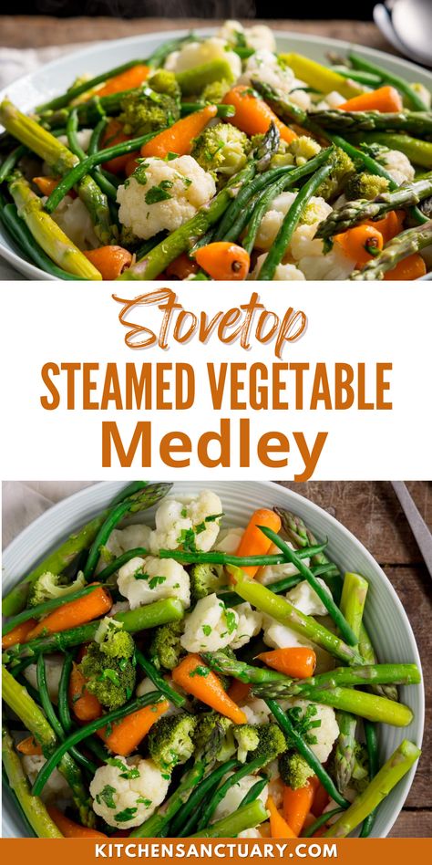 Medley Vegetables Recipe, Steamed Vegetable Medley, Best Way To Steam Veggies, Best Steamed Vegetables, How To Season Steamed Vegetables, Steamed Frozen Vegetables, Steam Veggies Recipe, Steam Veggies On Stove, Sauteed Vegetable Medley