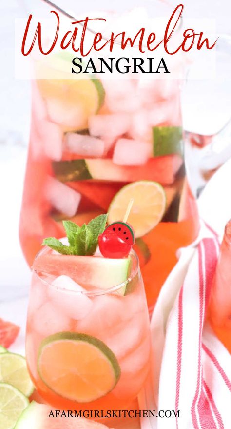 Watermelon Sangria Recipe, Vodka Sangria, Tequila Sangria, Summer Sangria Recipes, Seedless Watermelon, Watermelon Sangria, Best Watermelon, Watermelon Wine, White Sangria Recipe