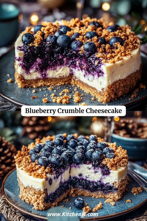 🍽️ Indulge in the perfect fusion of creamy cheesecake and a fruity crumble with this Blueberry Crumble Cheesecake! A buttery cookie crust, smooth cheesecake filling, and sweet-tart blueberries topped with a golden crumble create a delightful symphony of textures and flavors. Perfect for any occasion, this dessert will impress your guests! Blueberry Crumble Cheesecake, Crumble Cheesecake, Blueberry Topping, Blueberry Crumble, Cheesecake Filling, Buttery Cookies, Cookie Crust, Simply Recipes, Creamy Cheesecake