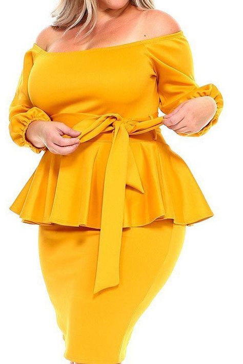 Ezinne - Plus Size Off Shoulder Peplum Dress Blusas Peplum, Plus Size Bodycon Dress, Fall Outfits Women 30s, Peplum Design, Plus Size Summer Fashion, Plus Size Peplum, Corporate Dress, Plus Size Fall Outfit, Plus Size Bodycon Dresses