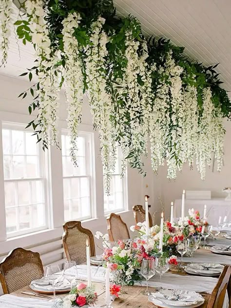 4/2/1 White Artificial Wisteria Flowers String, 70-Inch Faux Wisteria Vine Garland, Plastic Artificial Vine Decoration Flower, Wedding Arch Decoration, Wedding Ceiling Hanging Fake Vine, Wedding Table Centerpiece Decoration, Suitable For Weddings, Parties, Spring Summer Home Decor White Glamorous   Polyester     Wedding & Event, size features are:Bust: ,Length: ,Sleeve Length: Bohemian Wedding Decorations Indoor, Overhead Table Decorations, Hanging White Flowers Wedding, Event Party Decor, Party Flowers Decorations, Greenhouse Wedding Decor, Flower Ceiling Wedding, Hanging Wisteria Wedding, Wedding Present Table