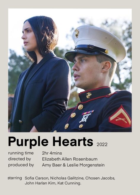 Purple Hearts Polaroid Poster, Purple Hearts Poster, Purple Heart Movie, Purple Hearts Movie, Tv Show Recommendations, 2025 Journal, Show Recommendations, Movie Watchlist, Love Story Movie