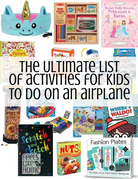 This is THE ULTIMATE list of activities for kids and teens (and even adults!) to do on an airplane during long flights! Airplane travel can be a little stressful, especially with children, but these activities and ideas will keep them busy and entertained for hours! Airplane Entertainment For Kids, Activities For Kids On A Plane, Long Flights With Kids, Airplane Hacks For Kids, Plane Activities For Kids, Airplane Games For Kids, Airplane Ideas, Holiday Pack, Kids Travel Activities