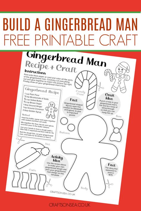 Gingerbread Puppets Free Printable, Ninjabread Man Craft, Build A Gingerbread House Printable, Ginger Bread Man Template, Decorate A Gingerbread Man Craft, Free Gingerbread Man Template, Build A Gingerbread Man Printable, Gingerbread Free Printables, Gingerbread Printables Free