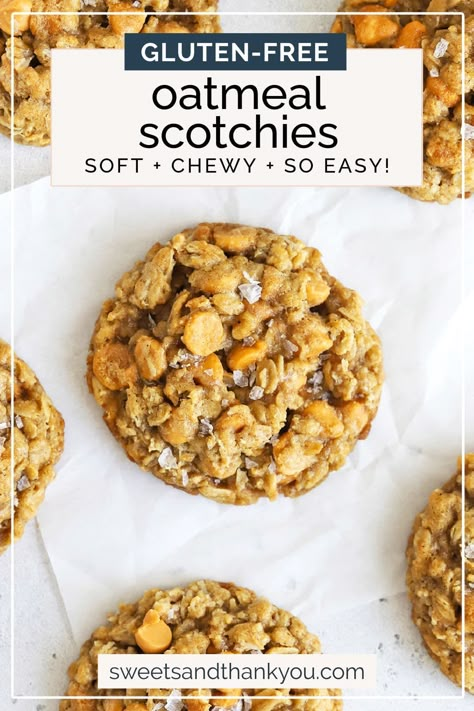 Gluten-Free Oatmeal Butterscotch Cookies - Easy, chewy gluten-free oatmeal scotchies cookies are loaded with flavor & have the best texture! // the best oatmeal scotchies recipe // gluten-free oatmeal cookies recipe // chewy oatmeal cookies // gluten free cookies // butterscotch cookies // gluten free butterscotch cookies // Oatmeal Scotchies Cookies, Scotchies Cookies, Oatmeal Cookies Gluten Free, Butterscotch Oatmeal Cookies, Cookies Butterscotch, Butterscotch Oatmeal, Oatmeal Butterscotch, Oatmeal Scotchies, Oatmeal Butterscotch Cookies